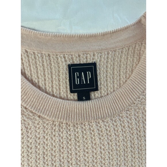 GAP Ombre Waffle Knit Balloon Sleeve Top Small Yellow Pink Cozy  Wool Lounge - Picture 7 of 9
